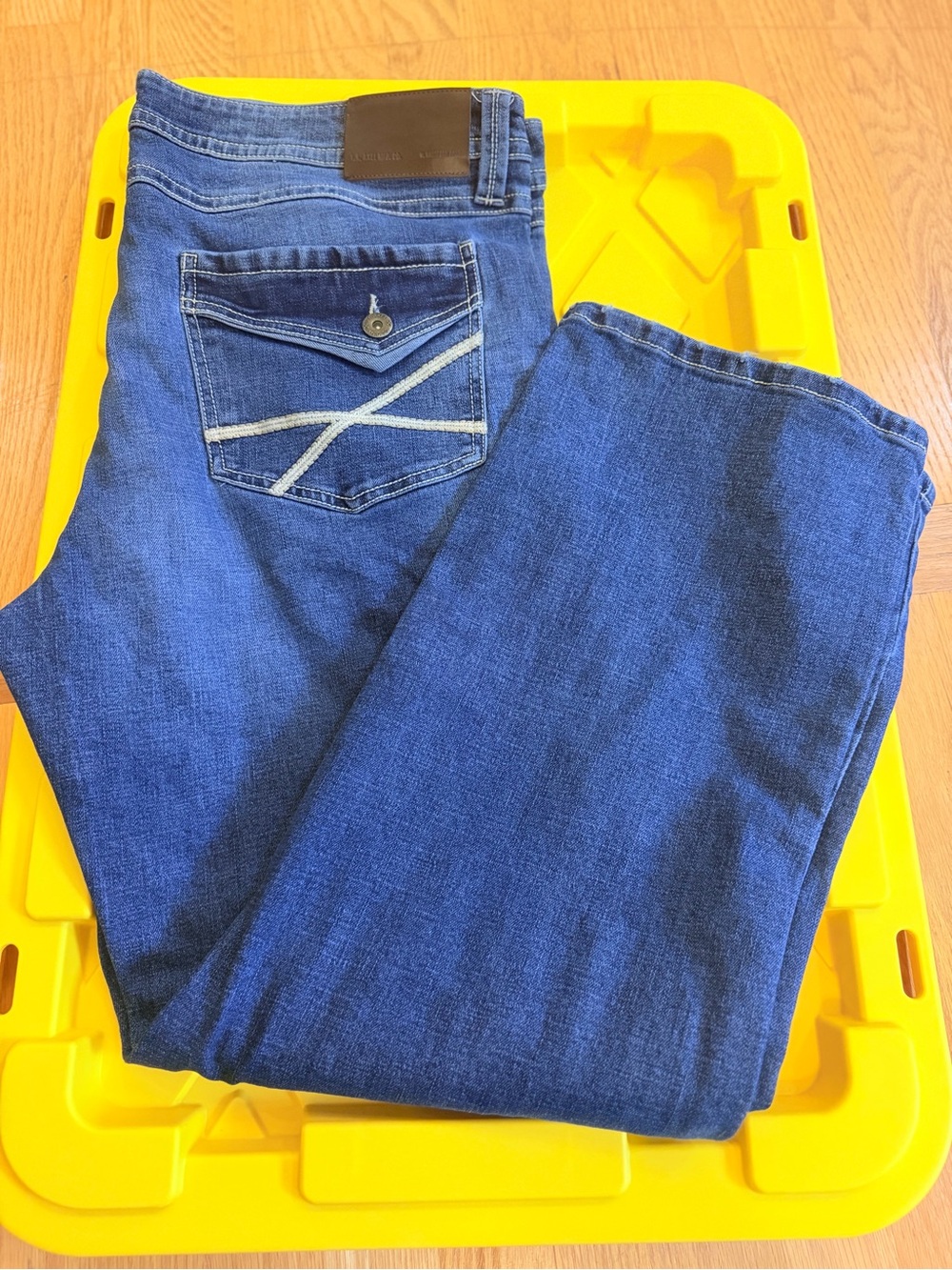 Men's Size 40x30 "TK AXEL" Relaxed Fit Jeans Dark Blue Heavy Stitching GUC
